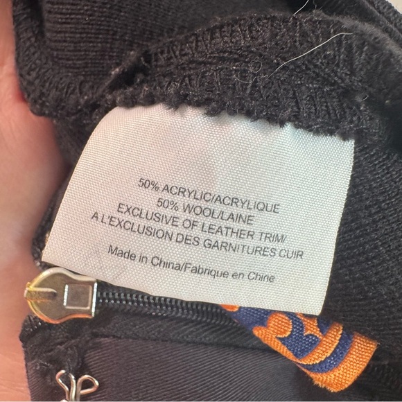 Tory Burch Wool Blend Leather Trimmed Mini Skirt Black Brown XS - Picture 8 of 8